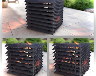 Modern Steel "FireVent" Fire Pit: Wood-Burning or Gas - Made in USA