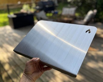 STELE Solid 304 Stainless Steel Cutting Board & Griddle | USA Made, 10.75 x 15 in