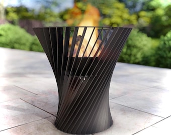 Modern Steel "Cyclone" Fire Pit: Wood-Burning or Gas - Made in USA