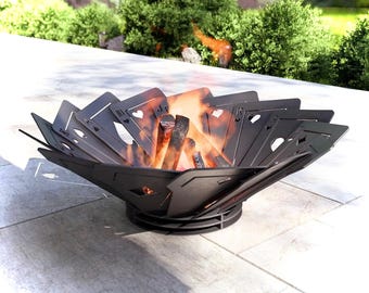 Modern Steel "Hot Hand" Fire Pit: Wood-Burning or Gas - Made in USA
