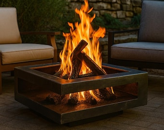 Modern Steel Fire Pit: Wood-Burning or Gas - Custom Sizes