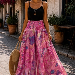 Boho Maxirock Damen Patchwork Grün Blau Beige Einheitsgröße Sommerrock Luftig Festival Hippie