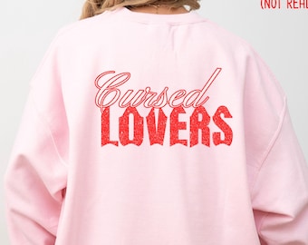 Bluza z nadrukiem Romantasy Book Tropes, prezent dla miłośnika romansów, sweter Cursed Lovers, gadżety książkowe Enemies to Lovers, prezent dla czytelnika romansów