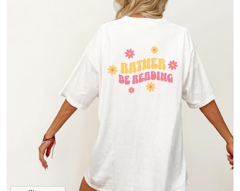 Camiseta retro "Prefiero estar leyendo", regalo para ella, camiseta floral para amantes de los libros, regalo para ratón de biblioteca, mercancía literaria, regalo para lectura, camiseta para mujer