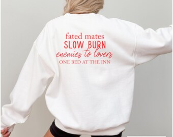 Sweat-shirt tropes livre romantique, cadeau pour amateur de livres d'amour, pull Enemies to Lovers, merchandising livresque, cadeau lecteur romanesque livresques