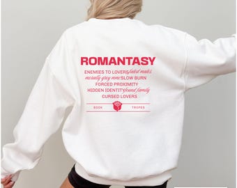 Sweat-shirt tropes livre romantique, cadeau pour amateur de livres d'amour, pull Enemies to Lovers, merchandising livresque, cadeau lecteur romanesque livresques