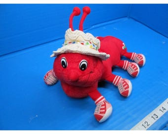 Lotti vintage A Leggggggs Legs Red Dodie The Caterpillar Peluche 10" con cappello