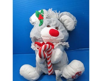 Fisher Price Puffalump Topolino di Natale Bianco con Fiocco di Peluche 8036 da 12"