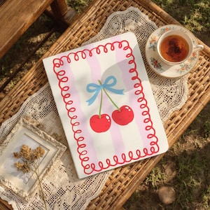 Cute Cherry iPad Case with Pencil Holder for 2025 Air 7-11/13″, iPad Pro 2024/2022, iPad 10/9/8th Cover, iPad Mini 6/7 Case, M4 M2