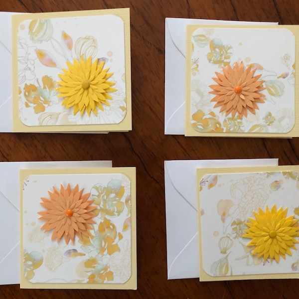 Handmade Mini Gift Cards with Envelopes, Gift Enclosures, Lunch Box Notes, Love Notes, 3"x3", Blank Inside