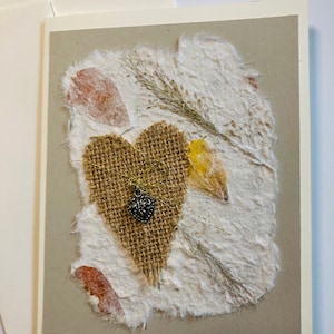 Handmade Burlap Heart Greeting Card: Love, Valentine, Anniversary
