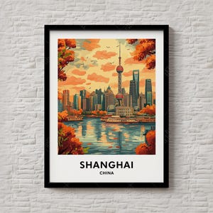Shanghai Travel Print – Modern China City Illustration for Living Room or Office Wall Decor – Instant Download Shanghai Art Poster – #160