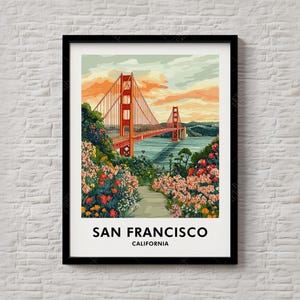 San Francisco Travel Print – California Golden Gate Poster for Modern Home Wall Art – Instant Download San Francisco Skyline Decor – #156