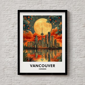 Vancouver Travel Print – Canada City Wall Art Poster for Living Room or Office Decor – Instant Download Travel City Illustration – #176