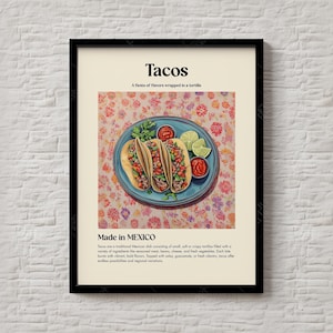 Tacos Print – Mexican Street Food Wall Art for Kitchen or Dining Room – Printable Fiesta Decor – Digital Download Tacos Food Poster – #201