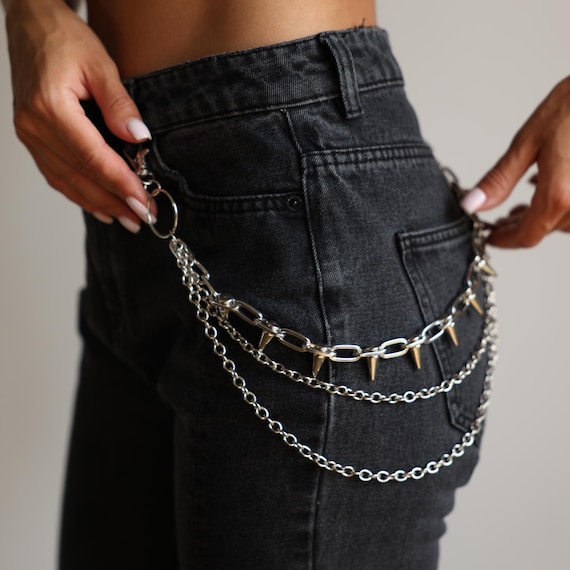 チェーンメイル シルバー パンツチェーン ‘punk’ ‘grunge’ Trouser Chain, Pants Chain Belt, Jean Chain Goth, Wallet Chain