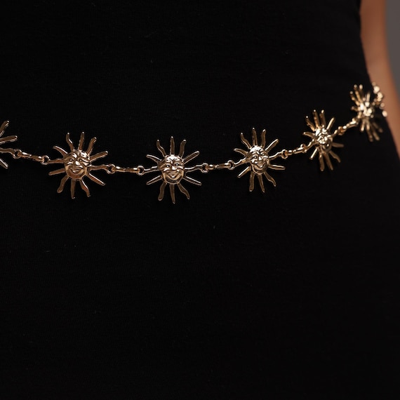 Sun Chain Belt, Sun Waist Belt, Dress Belt, Gold Chain Belt  display picture 3