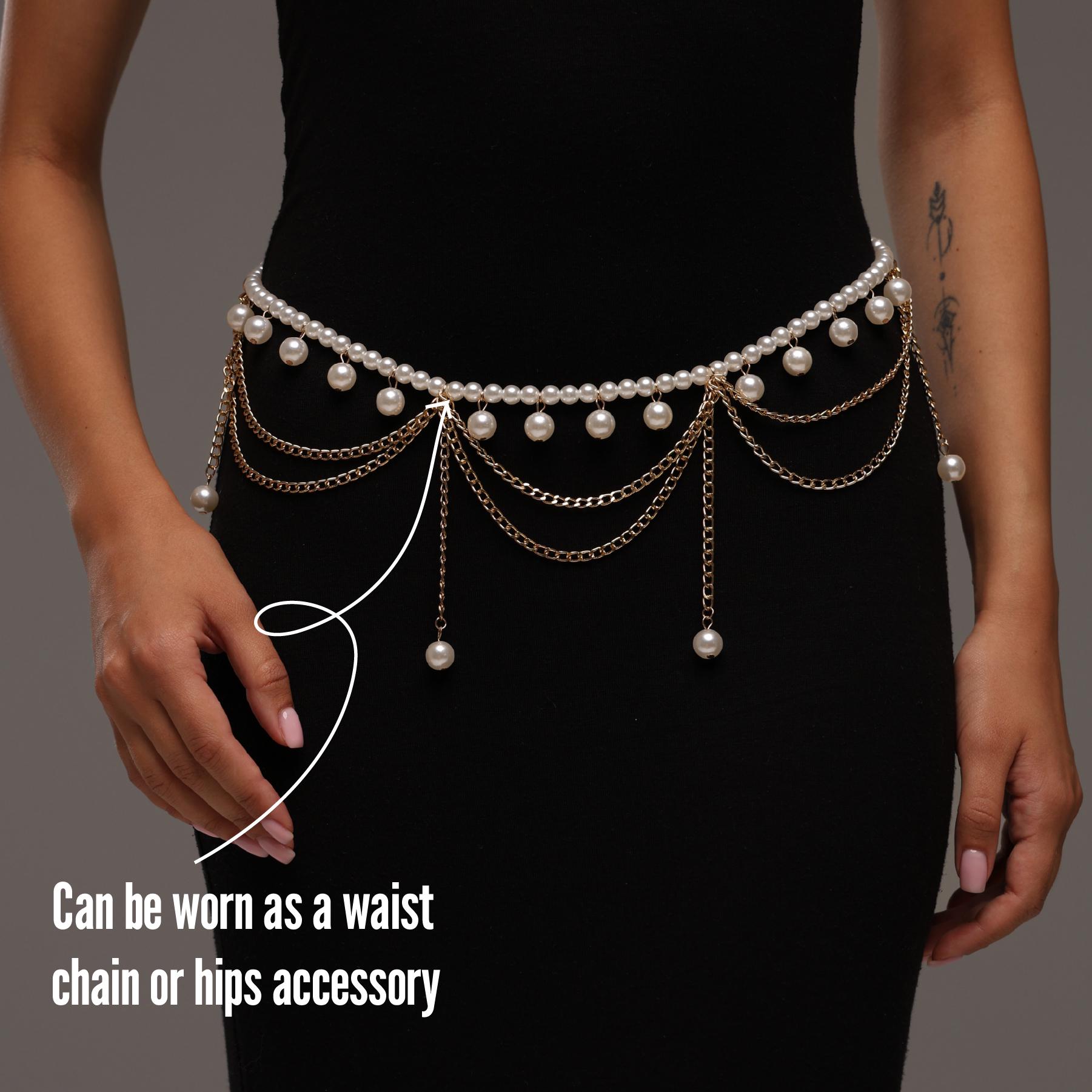 Pearl Waist Chain, Pearl Belly Chain, Pearl Body Jewelry, Chain