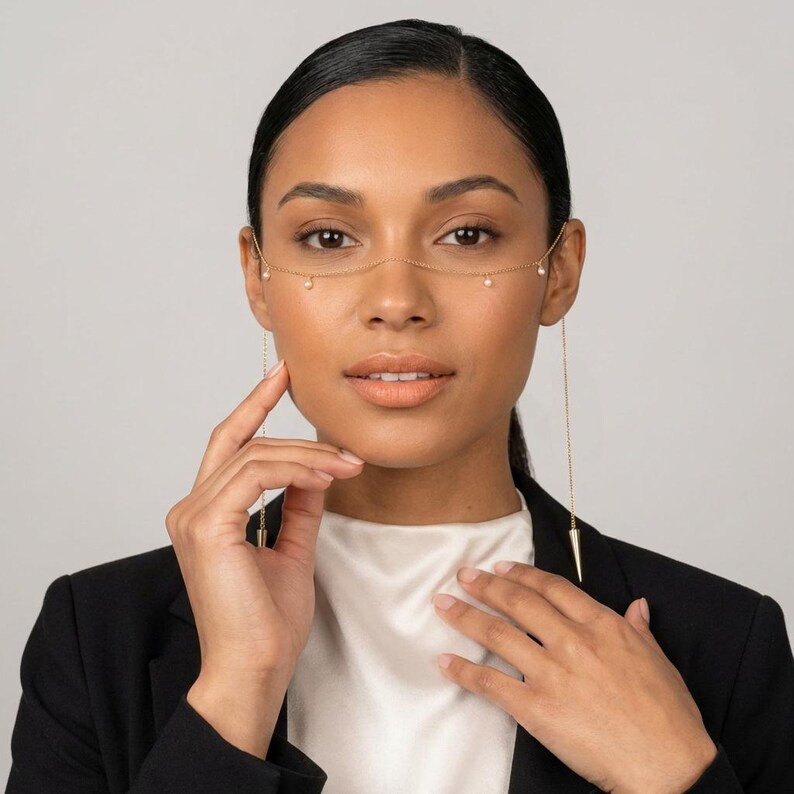 Fashion Face Chain Accessory, Nose Chain Accessory, Gold Face Chain ...