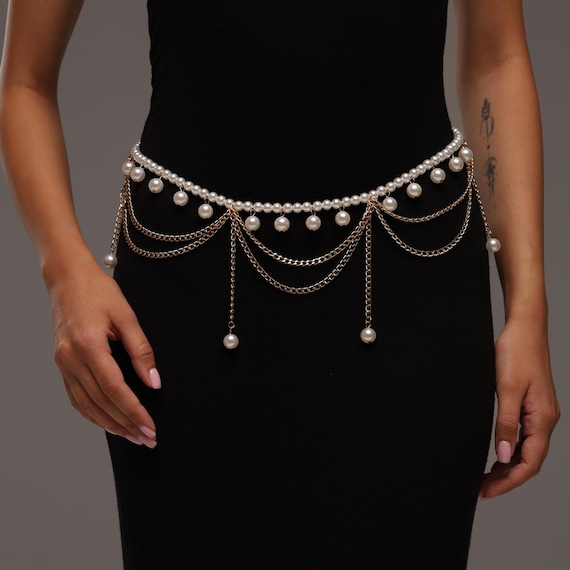 Pearl Waist Chain, Pearl Belly Chain, Pearl Body Jewelry, Chain