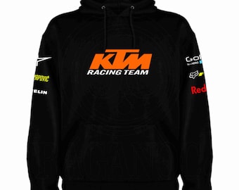 Sweat-shirt unisexe avec ou sans capuche et poche kangourou, imprimé de logos de sport automobile. Nom personnalisable au dos en option. Modèle SDKM.