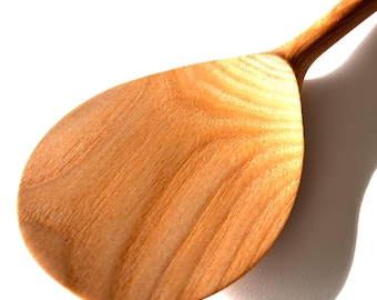 Handmade Ash Wood Rice Paddle, Korean Natural Grain Spoon, Food Safe Finish