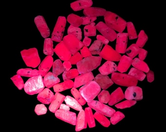 205 CTs Raw Fluorescent Ruby Crystal Specimen | Natural Rough Ruby Stone | Collector Grade Mineral