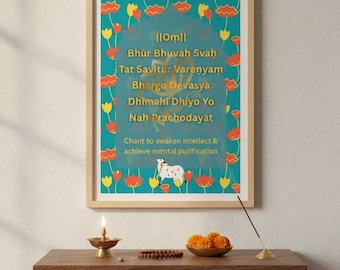 Gayatri Mantra Art Print | Sanskrit, English (Digital Download)