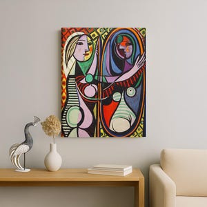 Pablo Picasso, Girl Before a Mirror Canvas Wall Art, Iconic Modern Masterpiece Print for Bold Home Décor & Art Collector Gift, Wall Decor.