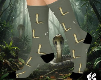 King Cobra Crew Socks: Cushioned Reptile Lover Gift