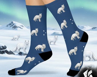 Arctic Fox Cushioned Crew Socks: Wildlife Lover Gift