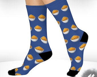 Macaroni & Cheese Crew Socks: Cushioned Comfort Food Socks