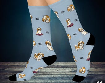 Shih Tzu Socks - Shih Tzu Dog Cushioned Crew Socks