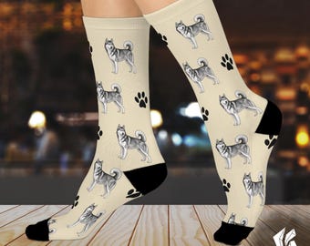 Siberian Husky Socks: Cushioned Unisex Crew Socks