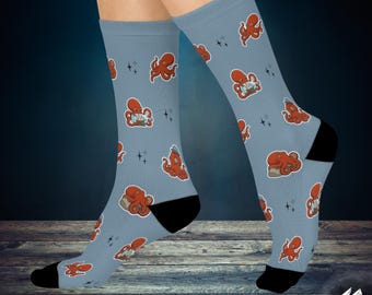 Octopus Socks - Sea Creature Cushioned Crew Socks