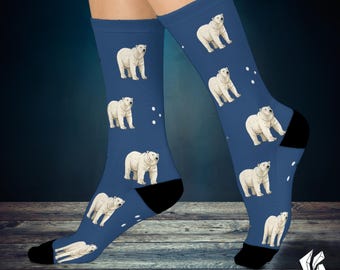 Polar Bear Cushioned Crew Socks: Wildlife Lover Gift