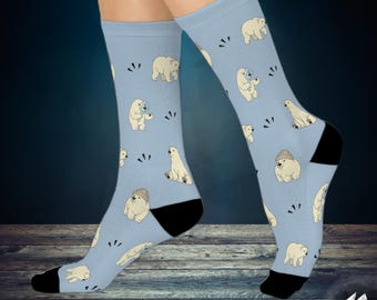 Polar Bear Socks - Arctic Animal Cushioned Crew Socks