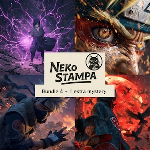 Ninja Digital Art Pack – 4 High-Quality Images + 1 Mystery Bonus | Commercial Use & POD License | Instant Download