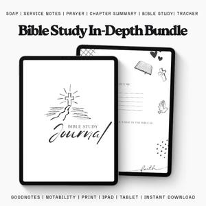 Digital Bible Study Journal, In-Depth Bundle, Printable Bible Template, Bible Summary, SOAP Prayer Journal, GoodNotes Notability