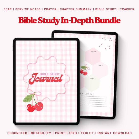 Digital Bible Study Bundle: Prayer Journal, SOAP Template, Printable, Digital Bible Journaling, Verse Mapping, Bible Study Guide