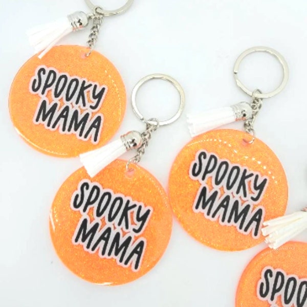 Spooky Mama Glittered Keychain | Year Round Halloween Gifts