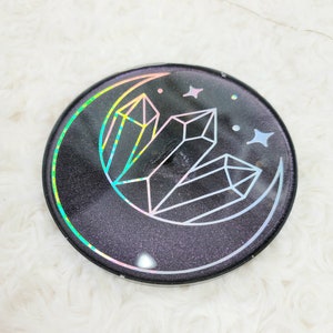 Holographic Crystal Moon Acrylic Circle Jewelry Tray + Home Decor Statement Piece