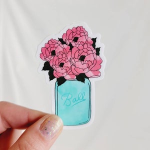 Floral Mason Jar Die Cut Sticker | CLOSE OUT INVENTORY