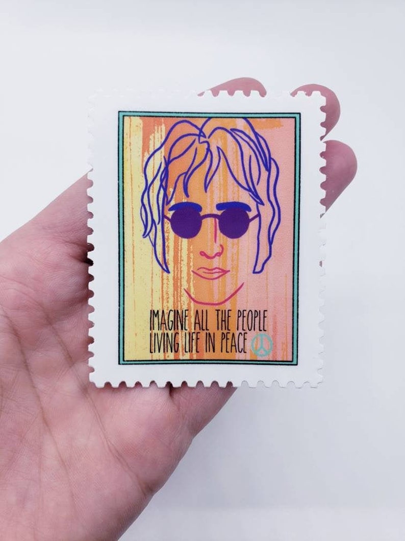 John Lennon Stamp Inspired Sticker / Imagine All The