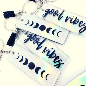 Good Vibes Holographic Acrylic Keychain