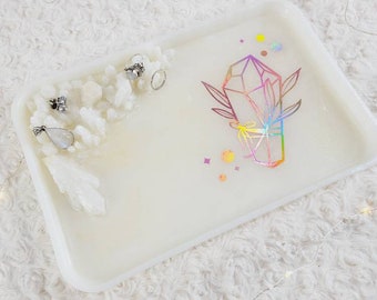 Raw Crystal Acrylic Jewelry Tray + Home Decor Statement Piece