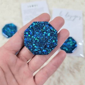 Blue Glittered Positivity Token Trinket + Worry Stone
