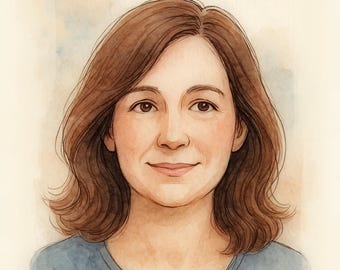 Aangepast aquarelportret van foto – gepersonaliseerd digitaal portret, handgetekende illustratie.