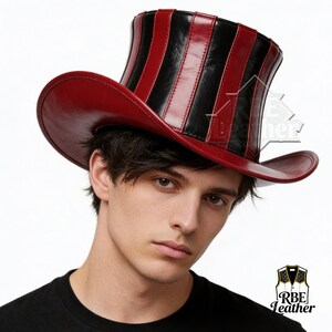 Black and Red Striped Top Hat - Un decorated Steampunk Hatinator, DIY Cosplay Headwear Base
