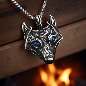Celtic Wolf Head Pendant Necklace | Norse Viking Amulet | Nordic Animal Jewelry for Men Women